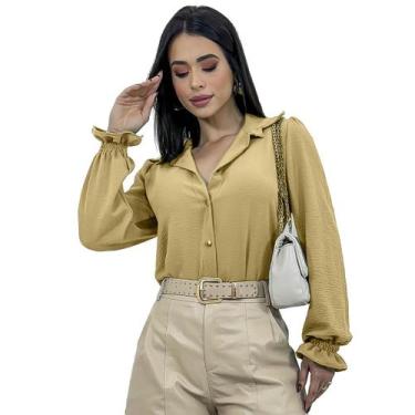 Imagem de Camisa Social Feminina Manga Longa Bufante Lastex Botões Duna - SWISS 