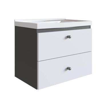 Imagem de Gabinete Para Banheiro Suspenso 50CM com 1Pta e 1 Gaveta Grafite Branco LVP01 Versato Nova Móbile