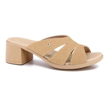 Imagem de Tamanco Usaflex Em Salto Bloco Couro Ref Uc22002 Bege 037