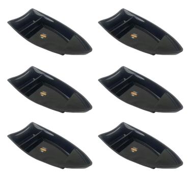 Imagem de Kit 6 Barcas Sushi Comida Japonesa Oriental 27,5x13cm Plástica Divisórias Preto Uno Coza