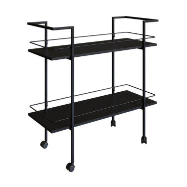 Imagem de Carrinho Bar Industrial com 2 Prateleiras P1036 Preto