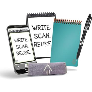 Imagem de Rocketbook Caderno inteligente e reutilizável – Caderno ecológico pontilhado com 1 caneta Frixion Pilot e 1 pano de microfibra incluído – Capa Neptune Teal (8,89 cm x 14 cm)