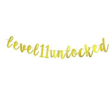 Imagem de Banner desbloqueado Nível 11 - Tema do jogo Happy 11th Birthday/Anniversary Party Supplies, Sweet 11, decoração de festa de aniversário de 11 anos para meninos e meninas