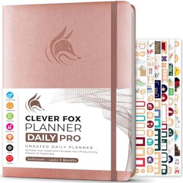 Imagem de Clever Fox Planner Daily Pro – 21,5 x 28 cm Tamanho A4 Planejador de vida diária e diário de gratidão para aumentar a produtividade, gerenciamento de tempo e atingir seus objetivos - sem data - dura 3