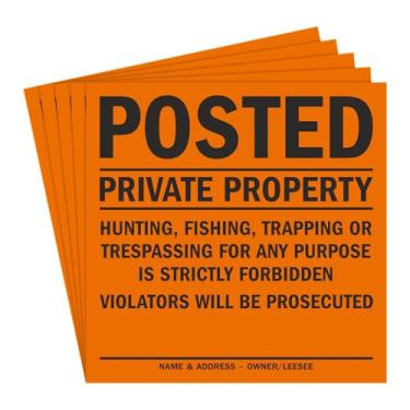 Imagem de SmartSign Placa publicada de propriedade privada (pacote com 5) 'Violators Will be Prosecuted Hunting Fishing Trapping Trespassing Forbidden Violators Prosecuted', 28 cm x 28 cm, plástico, preto em