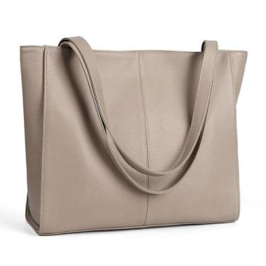 Imagem de Bolsa de ombro de couro befen para mulheres taupe
