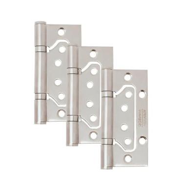 Imagem de Dobradiça Para Porta Com Rolamento Sobrepor Inox Escovado 88 - Silvana