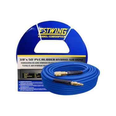 Imagem de Estwing E3850PVCR Mangueira de ar híbrida de PVC/borracha de 0,9 cm x 1,5 m com conexões de latão de 0,6 cm, azul