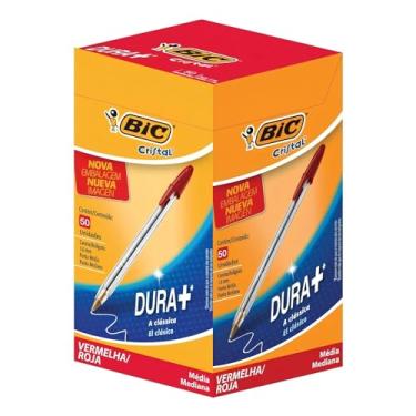 Imagem de Caneta Esferográfica BIC Cristal Dura Mais, A Clássica, Vermelha, Ponta Média de 1.0mm, 835206, 50 unidades