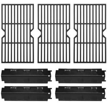 Imagem de Criditpid Peças de reposição para churrasqueira Charbroil 463441514 463440109 463441312, protetores de placa térmica de aço de porcelana, grelhas de ferro fundido para Char-Broil 463441514, Thermos