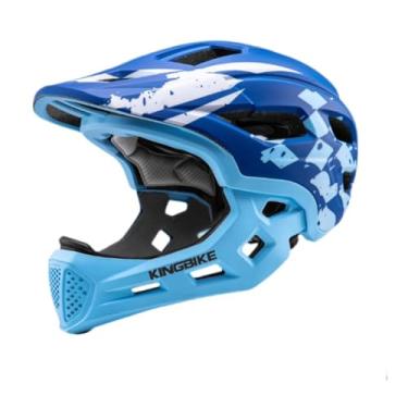 Imagem de rockible Capacete de bicicleta infantil com absorção de impacto facial completa, prático, para crianças, para skate e mountain bike, Azul