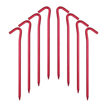 Imagem de Estacas de barraca de alumínio Hikemax 7075, pacote com 20 – Pegadores de tenda ultraleves de 17,78 cm com bolsa de transporte – Feito para acampamento, caminhadas e jardinagem