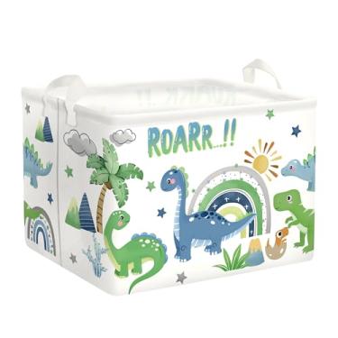 Imagem de HUUMONSS Dinossauro cesto de roupa suja dobrável para crianças cesta de armazenamento grande meninos meninas caixa de brinquedo para quarto de bebê, pelúcia, 36L