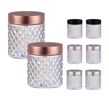 Imagem de Conjunto de 2 Potes de Vidro Diamante, 800ml, Tampa de Inox Rosqueável, para Alimentos (Bronze)
