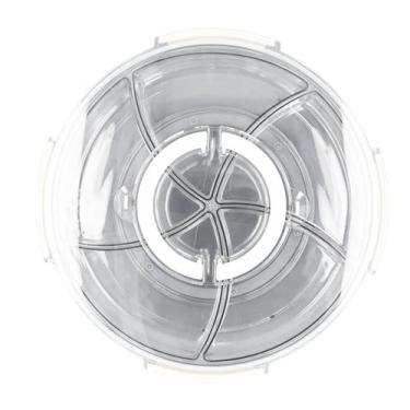 Imagem de Bandeja de servir dividida, bandeja de servir dividida redonda portátil com 5 compartimentos com tampa e alça conveniente e segura para crianças para frutas (transparente; 3 x 3 mm)