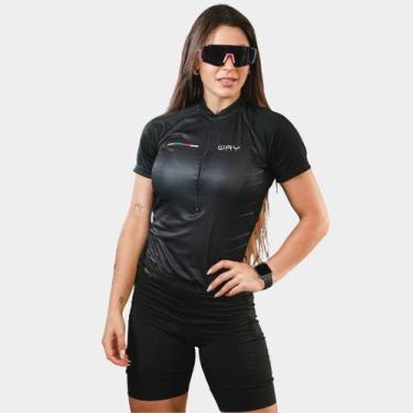 Imagem de Camisa de Ciclismo Feminina Line Colors Pro Manga Curta Proteção Uv Bo