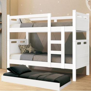 Imagem de Beliche Prática Versátil Reforçada 100% MDF Com Cama Auxiliar - Polosh