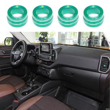 Imagem de BORUIEN Para Ford Bronco Sport 2021-2025 Ar Condicionado Dash Vent Switch Knob Cover Decor Trim 4 peças Liga de Alumínio (não para Bronco) (Verde)