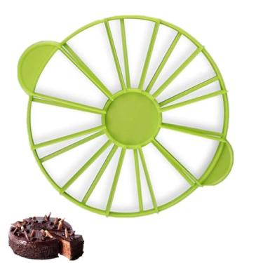 Imagem de Marcador redondo para fatias de bolo e fatiador de torta, divisor de bolo de 10 ou 12 fatias, marcador de porção de bolo de dupla face, cortador de cheesecake funciona para bolos de até 25 cm de