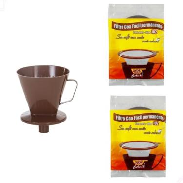 Imagem de Conjunto De Café 2 Coadores Filtro De Café Permanente Coa Fácil Poliéster E Porta Filtro Com Funil Integrado (102)