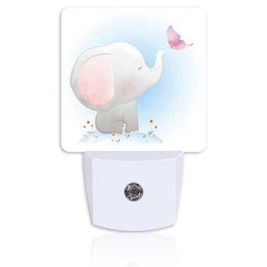 Imagem de Neidius Luz Noturna De Borboleta Fofa Em Formato Elefante, Com Sensor Anoitecer Ao Amanhecer, Led Baixo Consumo Energia, Para Decoração Quarto Mulheres, Meninas E Meninos, Corredor, Cozinha, Banheir