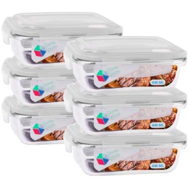 Imagem de Pote de Vidro Hermético 640ml com Tampa Kit 6 Unidades Livre de BPA Refeições Marmitas e Armazenamento