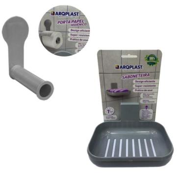 Imagem de Kit Porta Papel Higiênico e Saboneteira Suporte de Parede - Arqplast