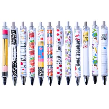 Imagem de 12 canetas para professores | Conjunto de canetas divertidas e divertidas para homens e mulheres, ensinar, inspirar, escola, apreciação pré-escolar, suprimentos de presentes em material de escritório