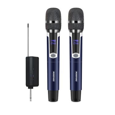 Imagem de Microfone Sem Fio Duplo, Recarregável via USB-C, 2.4GHz, com Receptor para Karaokê e Apresentações