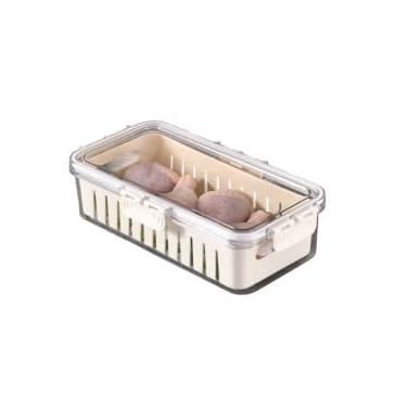 Imagem de Organizador de Geladeira com Tampa, 30,5 x 16 x 7,5 cm, Plástico Transparente, com Cesta Divisória