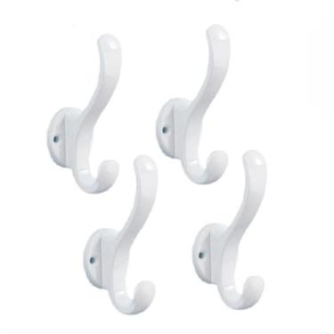 Imagem de 2/4 ganchos de parede para pendurar pregos, cabide para chaves de casa, cabide para roupas, porta-roupão, cabide para casacos, suporte para toalhas, acessórios para banheiro e cozinha, branco, 4 peça