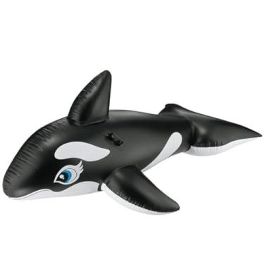 Imagem de Boia Baleia Orca Inflável Infantil 193x119cm – Bote Gigante com Alças Reforçadas, PVC Resistente, Brinquedo Flutuante para Crianças, Piscina, Praia, Lago