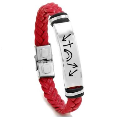 Imagem de YLYYJ Pulseira de testemunha de Jesus Cristão para homens e mulheres, He Came He Died He Arose He Ascended He's Coming Back Pulseira de aço inoxidável de couro trançado Cristo Religiosa para Ele Ela