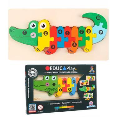 Imagem de Puzzle Didático De Madeira Colorida Que Estimula Raciocínio Lógico E C