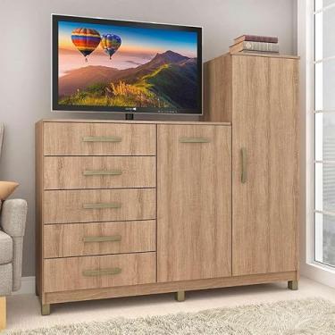 Imagem de Cômoda 5 Gavetas 2 Portas com Pés Chicago Fellicci Móveis