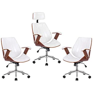 Imagem de Kit 2 Cadeiras de Escritório Juliette Diretor e 1 Presidente Giratórias Branca - Gran Belo