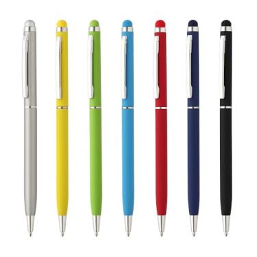 Imagem de Kit 7 Caneta esferográfica em metal escrita em azul ponta touch emborrachada Pra Estudos Completos Cores (Kit 7 Canetas Azul Claro e Verde)