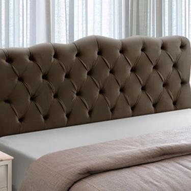 Imagem de Cabeceira Cama Box King Size Estofada Madeira Atena (Marrom)