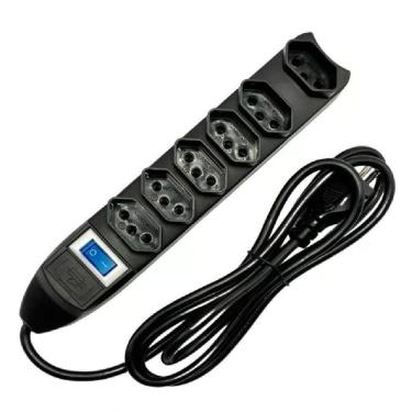 Imagem de Filtro De Linha Régua Extensão Com 6 Tomadas 2p+t Com Cabo 1.5 Mts Preto