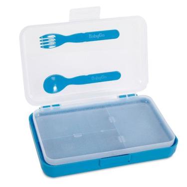 Imagem de Porta Refeição Azul Com Talher Infantil Menino BabyGo - DERMIWIL