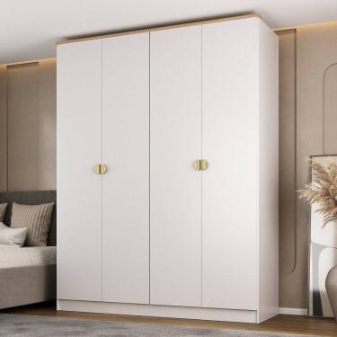 Imagem de Guarda-roupa Solteiro 100% Mdf 4 Portas Brescia Branco