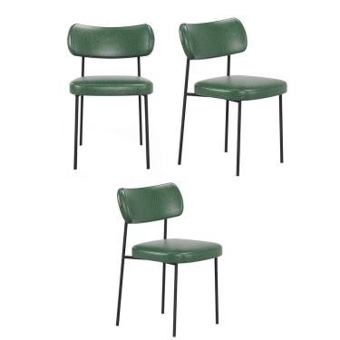 Imagem de Kit 3 Cadeiras Mona Para Sala Jantar Gourmet em Aço-Couríssimo-Verde-EdeCasaMoveis
