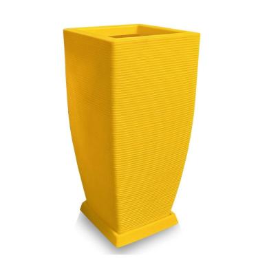 Imagem de Vaso De Planta + Prato Grande Alto Polietileno 90X40 Amarelo