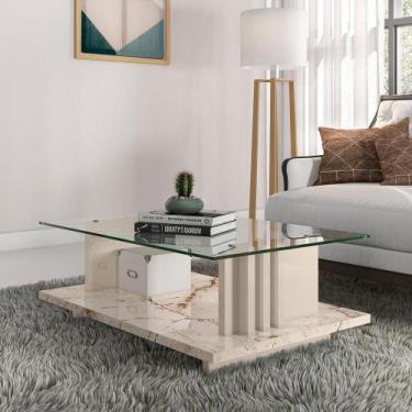 Imagem de Mesa de Centro Domo com Tampo Decorativo Calacata/Off-White - Mobiliar