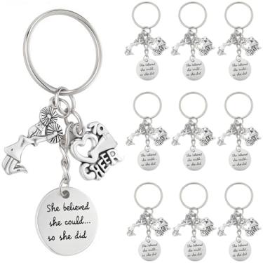 Imagem de SUNNYCLUE 1 caixa 20 peças chaveiros de torcida prata inspiram chaveiro de liga de metal a granel material de líder de torcida equipe pompom decoração berloque chaveiro para joias de líder de torcida