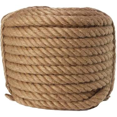 Imagem de Corda, Corda De Juta Tural Corda De Cânhamo, Corda Sólida Trança Manila Corda Multifutiol Corda Torcida Resistente, Para Utical/paisagismo/trilhos/rede/decoração De Casa, 50m, 14mm