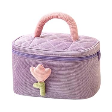 Imagem de FashionCha Bolsa de armazenamento de maquiagem com zíper de duas cabeças, bolsa de higiene de viagem para mãe e namorada, Tolet