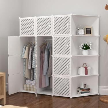 Imagem de Guarda-roupa Portátil Cubo Modular De Plástico Dobrável Armário De Armazenamento De Sapatos Prateleira Organizadora Para Corredor Quarto Entrada Sapateira Prateleira Para, 147x47x147cm