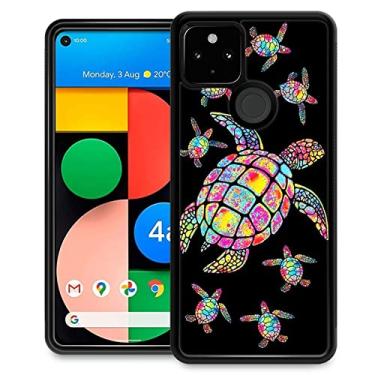 Imagem de CARLOCA Capa compatível com Google Pixel 5, capas coloridas família de tartaruga arco-íris para Google Pixel 5, design gráfico moderno à prova de choque proteção contra quedas Google Pixel 5