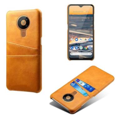 Imagem de Capas Compatível com Nokia 5.4,Caso de couro PU-Tampa de telefone a prova de choque com 2 slots de cartão,Proteção anti-impressão digital e anti-gota-Yellow